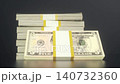 Stacks of Cash Bundles on Dark Reflective Background 140732360