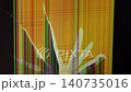 A damaged LED screen display with bright vertical lines and cracked panel artifacts causing digital glitch effects, representing hardware failure and broken tech in a studio setting 140735016