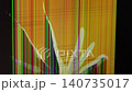 A damaged liquid crystal display shows vibrant vertical color lines and distorted floral graphics, illustrating a critical hardware failure on a modern portable electronic device. Zoom 140735017