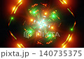 Golden kaleidoscopic starburst with swirling neon arcs and bright central glow 140735375