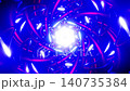Blue neon spiral tunnel with glowing hexagon core and deep motion 140735384