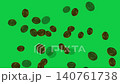3D Bitcoin Coins Falling on Green Screen Background. 140761738