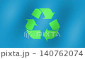 Green recycling symbol on abstract waving blue background. 140762074