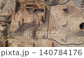 Harappa ancient city aerial reconstruction with public well washing platform and open drainage channels 140784176