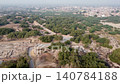 Aerial view of Harappa showing trees dry land and historic landscape in Punjab Pakistan 140784188