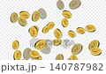 3D Indian Rupee Coins Falling on Transparent Screen Background. 140787982