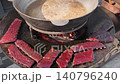 grilled ribs are fried on smoker, slow motion 140796240