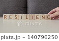 motivational word resilience, laying out  by hand from letters on wooden cubes, slow motion 140796250