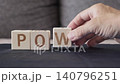 motivational word power, laying out  by hand from letters on wooden cubes, slow motion 140796251