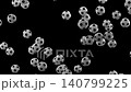 Soccer balls fall in a looped animation while spinning 140799225