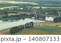 Aerial big bridge panorama. Bridge, woods and the river. 140807133