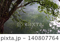 The lush greenery of early summer and the rippling surface of Lake Yunoko with rising steam. 140807764