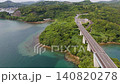 Drone aerial view of Takashima Bridge spanning the blue sea 140820278