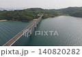 Drone aerial view of Takashima Bridge spanning the blue sea 140820282