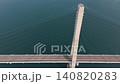 Drone aerial view of Takashima Bridge spanning the blue sea 140820283