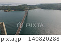 Drone aerial view of Takashima Bridge spanning the blue sea 140820288