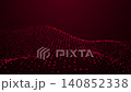 Animated glowing red dot wave, dynamic 3D particle landscape on dark background, abstract technology visualization and digital motion, 4k, 60 fps, HUD, loop 140852338