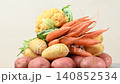 Close-up video of new potatoes, carrots, and cabbage 140852534