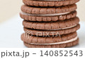 A close-up video of a chocolate sandwich cookie 140852543