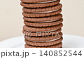 A close-up video of a chocolate sandwich cookie 140852544
