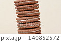 A close-up video of a chocolate sandwich cookie 140852572