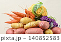 Close-up video of new potatoes, carrots, and cabbage 140852583