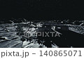 row of lunar cargo modules glinting on regolith plain, convoy formation of transport units beside crater rim with robotic loading bays and illuminated control 140865071