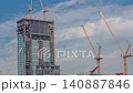 High-rise construction site daytime timelapse Dubai exposed structural cores 140887846