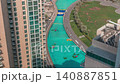 Dubai Fountain park daytime timelapse Downtown Dubai turquoise canal waters 140887851