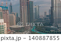 Dubai Opera daytime timelapse Downtown Dubai the turquoise lake top down view 140887855