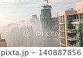 Dubai construction site foggy morning timelapse Business Bay through morning 140887856