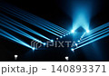 Futuristic dark podium converging into central triangular glow over glossy stage with reflective floor, 3d rendering 140893371