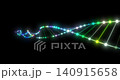 A futuristic science animation captures a slowly waving genetic DNA strand in dark space. The luminous neon helix structure provides a beautiful digital theme for biotechnology. 140915658