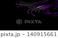 A dynamic motion graphic displays vivid purple particle streaks bending in abstract lines. The glowing luminescent streams generate a powerful cyber energy effect on a black backdrop. 140915661
