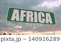 Green Africa Road Sign Against Dramatic Cloudy Sunset Sky 140916289