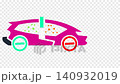 Modern electric car with digital network nodes and power icons vehicle 140932019