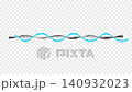 Dual oscillating blue and white waveform sine lines on black background wave 140932023