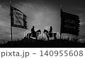 richard the lionheart vs saladin with waving flags 140955608