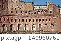 A panoramic view of the semicircular building (hemiculum) of Trajan's Market in Rome. 140960761