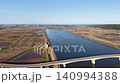 石川県を流れる手取川下流の空撮 140994388
