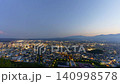 福島市：都市夜景縮時攝影－高樓俯瞰與鐵路交通－傍晚景色 140998578