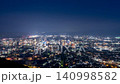 福島市：都市夜景縮時攝影－高樓俯瞰與鐵路交通－傍晚景色 140998582