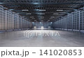 3d rendering empty factory interior fully enclosed with rolling shutter door 4k footage 141020853