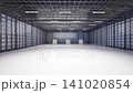 3d rendering empty factory interior fully enclosed with rolling shutter door 4k footage 141020854
