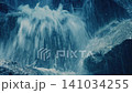Passing Rocky Waterfall In The Mountains Close-Up 141034255