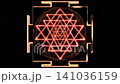Animation of gold Sri Yantra, glowing sacred geometry used in Hinduism, Tantrism as a tool for meditation and concentration to harmonize the mind and promote spiritual awakening, video looping 141036159