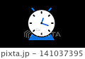 Flat design alarm clock icon showing current time on black background watch 141037395
