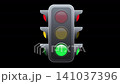 Modern traffic light signal icon with glowing colored circles on black safety 141037396