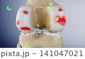Drug molecules promote chondrocyte repair and regeneration,healing damaged knee cartilage.Orthopedic treatments and nutritional supplements relieve knee pain and prevent osteoarthritis. 3D rendering. 141047021