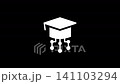 Graduation cap with network nodes animation isolated on black background 141103294